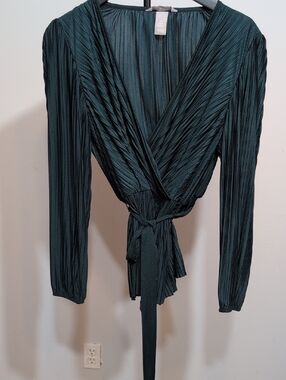 H&M Teal Pleated Wrap Top